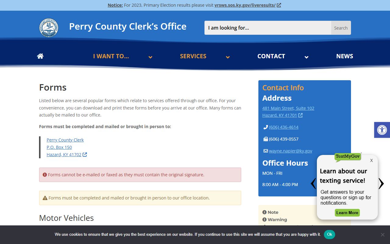 Perry County clerk records forms page