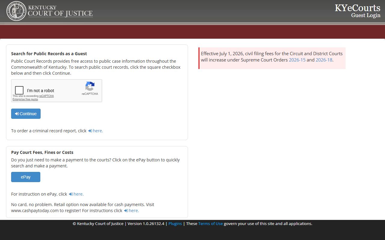 Perry County court dockets and KYeCourts guest public case login