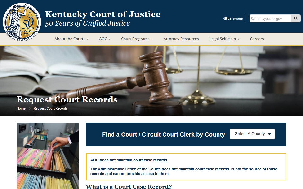 Perry County court records request guidance from Kentucky Court of Justice