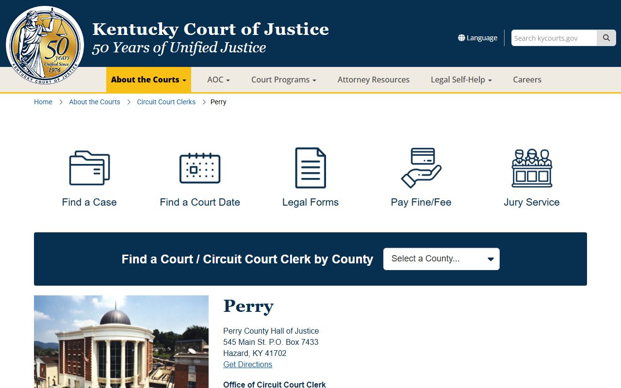 Perry County court records Kentucky Court of Justice county page