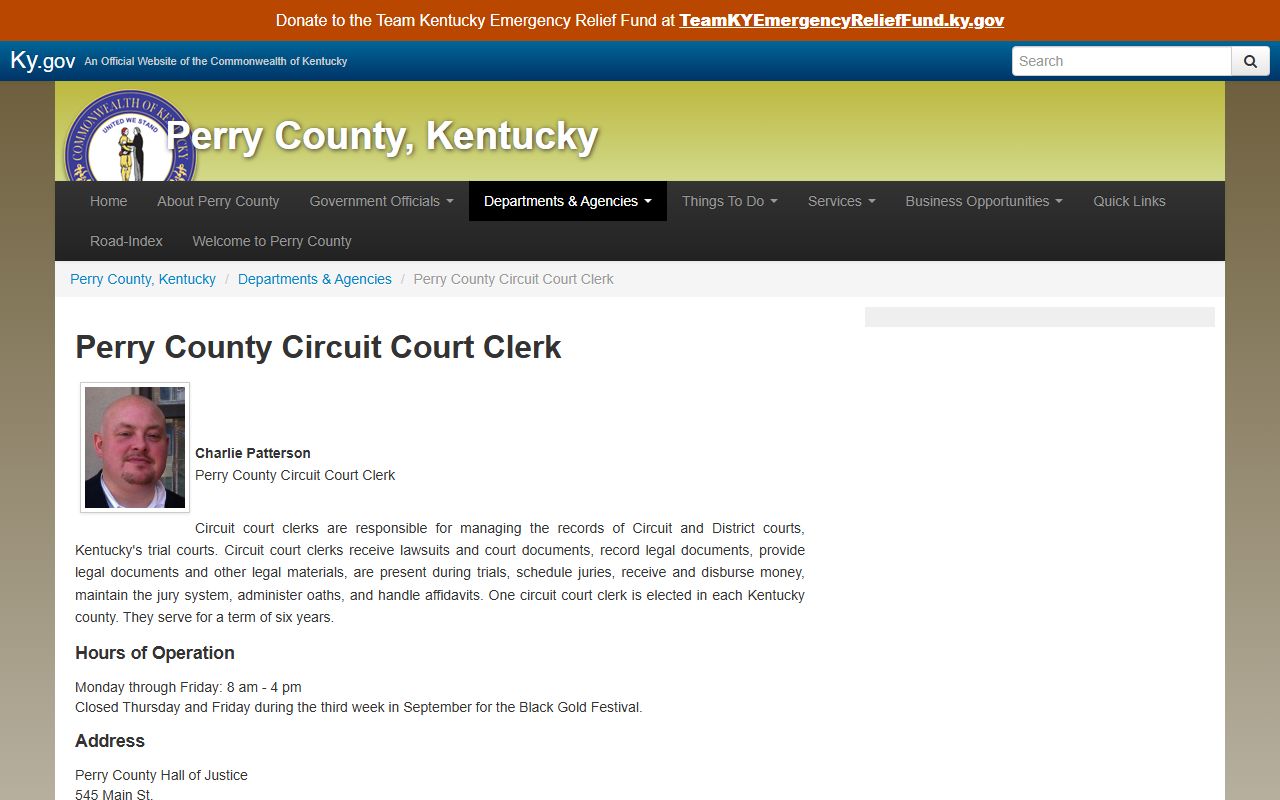 Perry County court records Circuit Court Clerk page