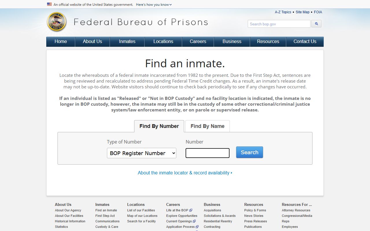 Perry County inmate records federal BOP inmate locator