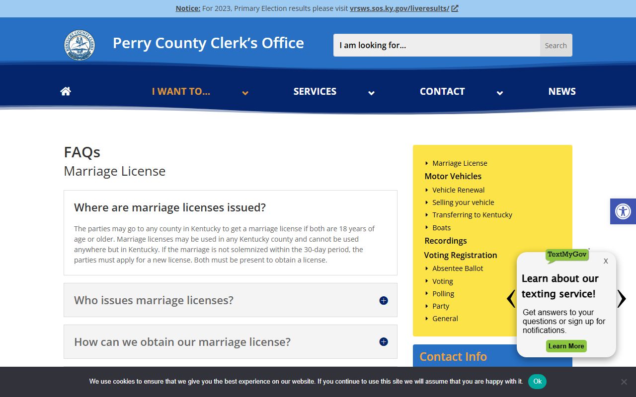 Perry County marriage records clerk FAQ