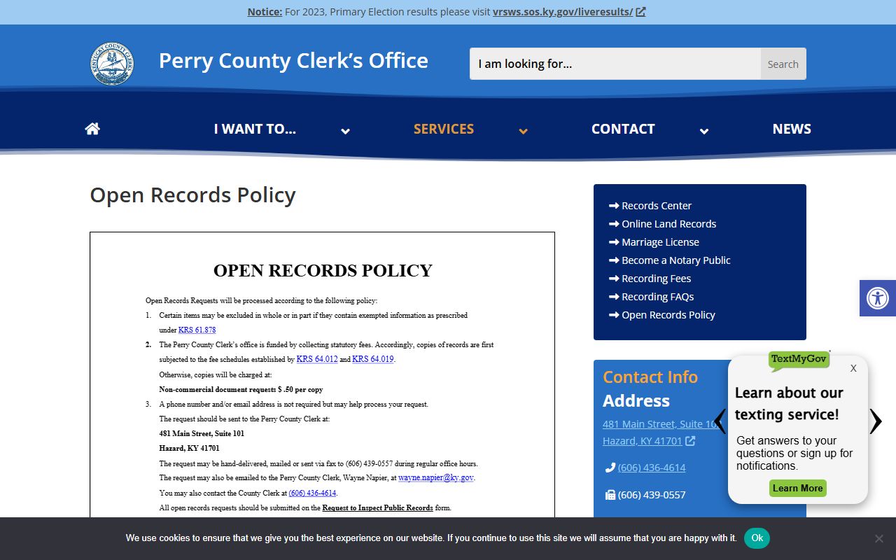 Perry County probate records open records policy